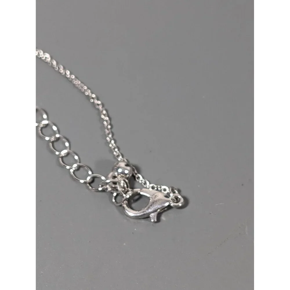 Silver Tone Rhinestone‎ Crescent Moon Star Charm Necklace Dainty 18